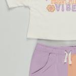 Kız Çocuk Yazı Detaylı T-Shirt ve Şort Takım