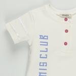 Kız Bebek Şerit Detaylı Baskılı Kısa Kollu Tişört