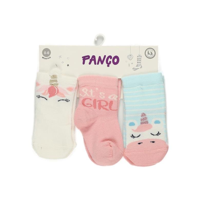 Kız Bebek Unicorn Temalı Üçlü Soket Çorap