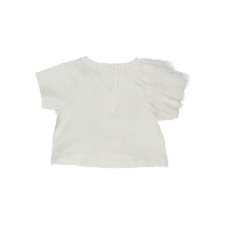 Kız Bebek Kolu Tül Detaylı Kısa Kollu T-shirt