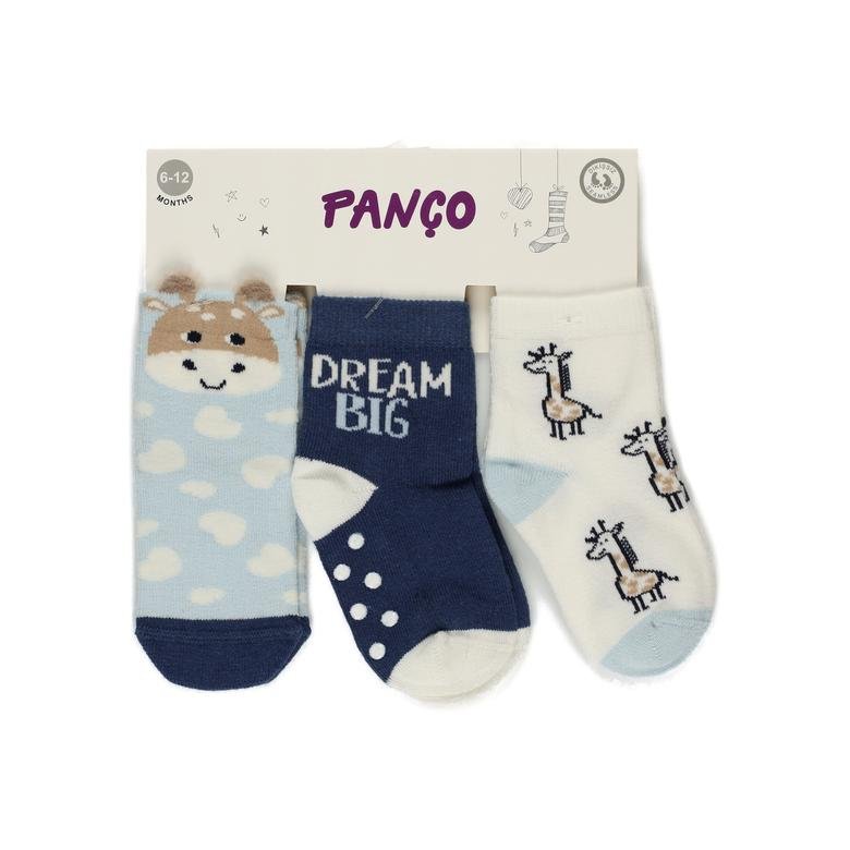 Erkek Bebek Hayvan Figürlü Üçlü Soket Çorap