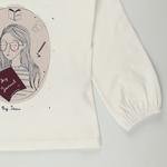 Kız Çocuk Baskılı Kol Ucu Lastikli Uzun Kollu T-shirt