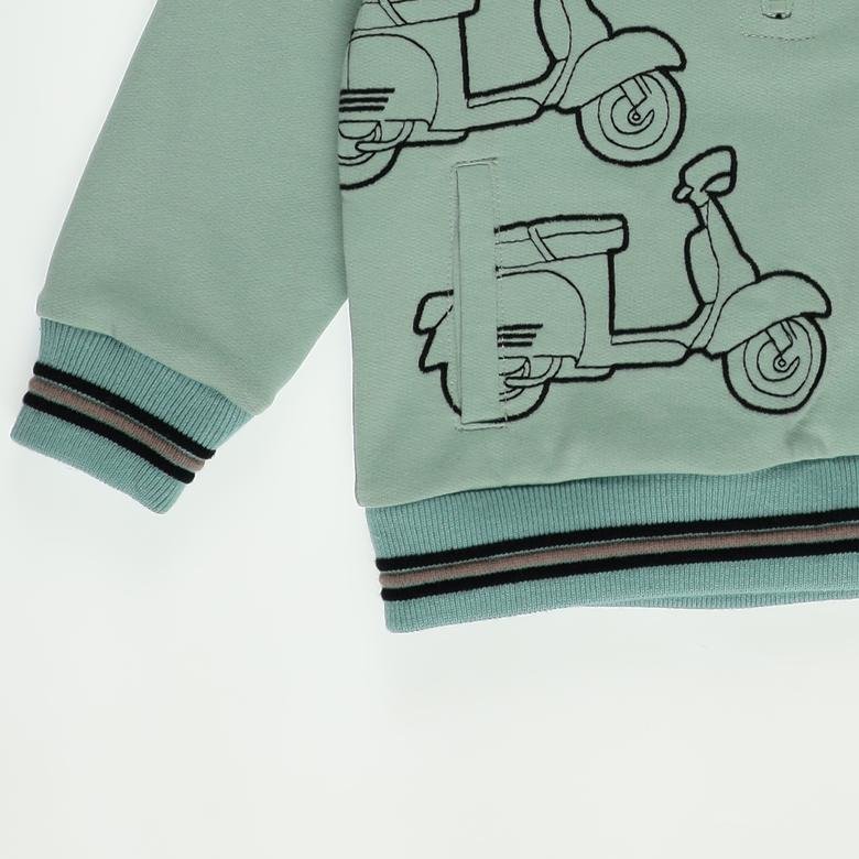 Erkek Bebek Motor Nakış Detaylı Sweatshirt
