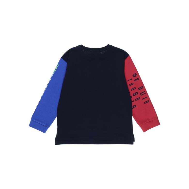 Erkek Çocuk Blok Renkli Baskı Detaylı T-shirt
