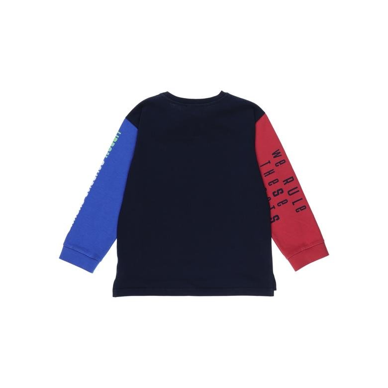 Erkek Çocuk Blok Renkli Baskı Detaylı T-shirt