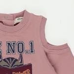 Kız Bebek  Omuz Detaylı Baskılı Sweatshirt