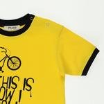 Erkek Bebek Bisiklet Yaka Kısa Kollu Baskılı Tişört