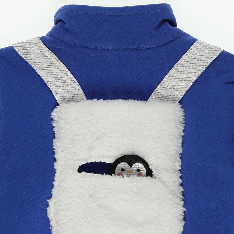 Erkek Bebek  Penguen Peluş Cepli Sweatshirt