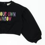 Kız Bebek Renkli Yazı Nakışlı Crop Sweatshirt