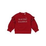 Kız Bebek Fırfır Detaylı Simli Nakış Yazılı Sweatshirt