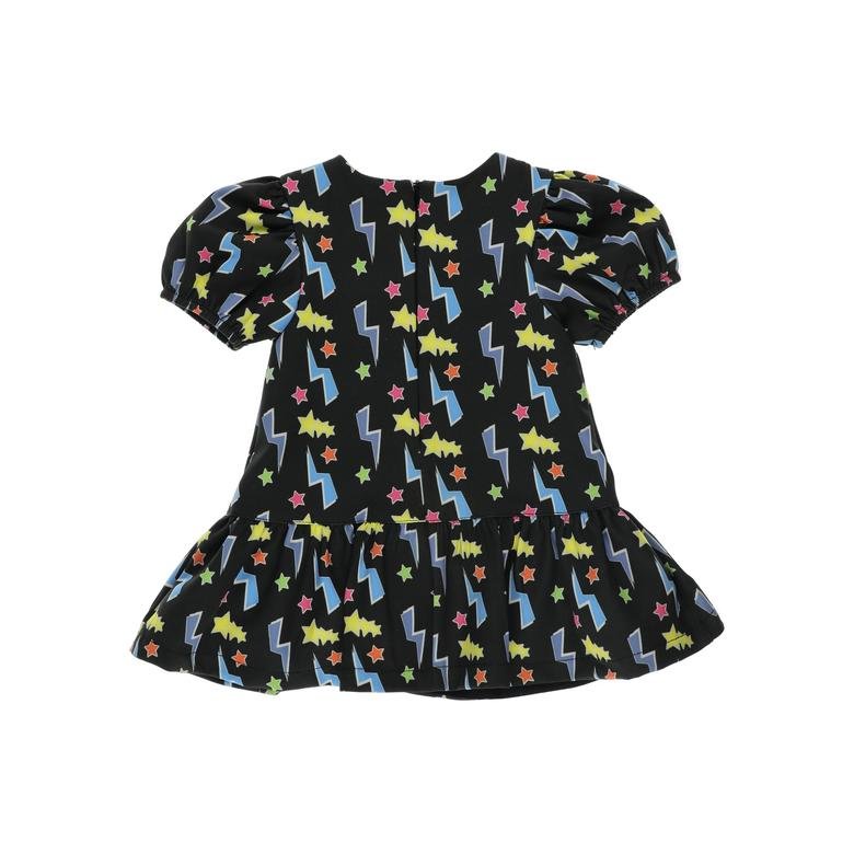 Kız Bebek Karpuz Kollu Renkli Baskılı Elbise