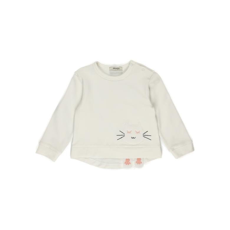 Kız Bebek Kedi Detaylı Sweatshirt