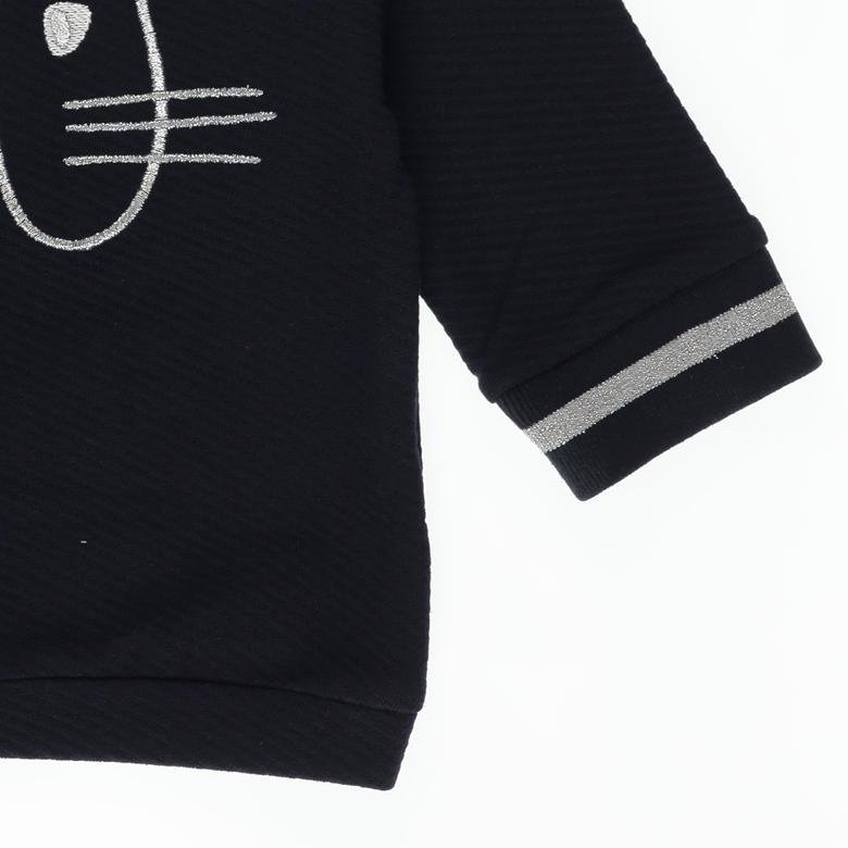 Kız Bebek Simli Nakışlı Triko Bant Detay Sweatshirt