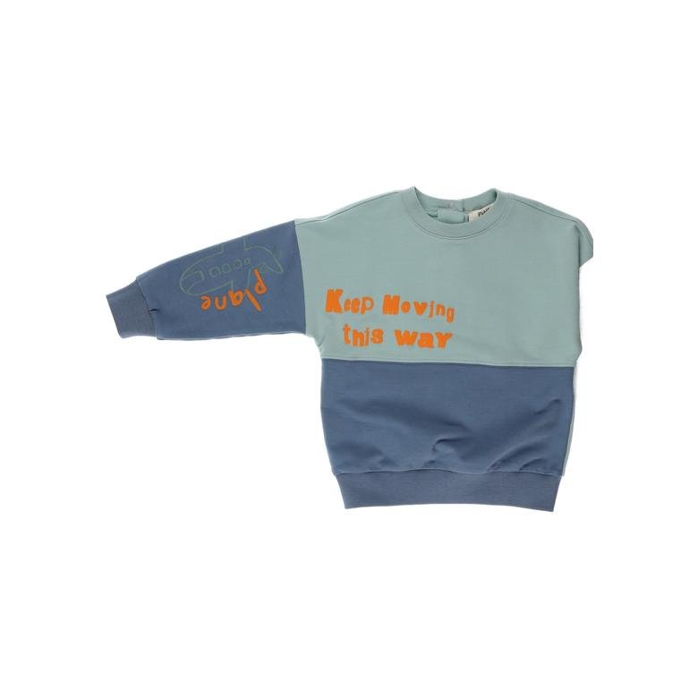 Erkek Bebek Blok Detaylı Yazılı Sweatshirt