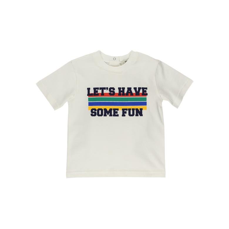 Erkek Bebek Slogan Baskılı Kısa Kollu Tişört