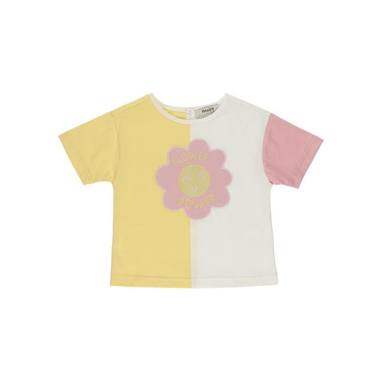 Kız Bebek Çiçek Desen Nakışlı Tişört