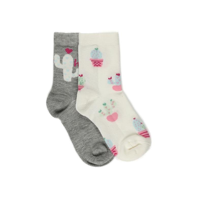 Kız Çocuk Desenli İkili Soket Çorap