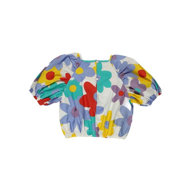 Kız Çocuk Renkli Çiçek Desenli Bluz