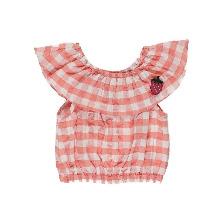 Kız Bebek Ekose Desenli Bluz