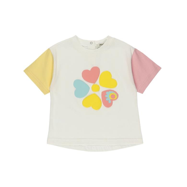 Kız Bebek Çiçek Desen Baskılı Tişört