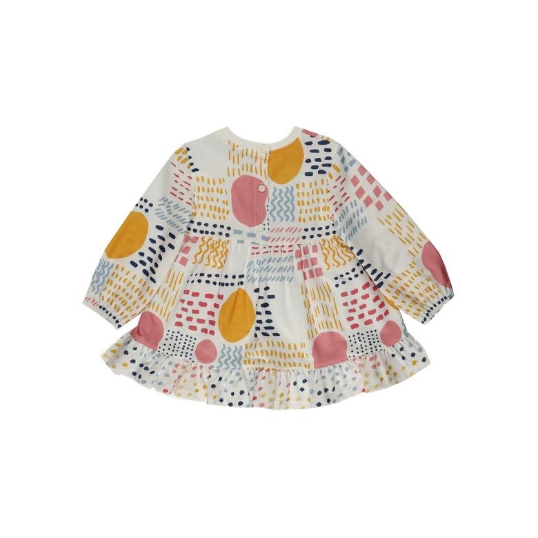 Kız Bebek Geometrik Desenli Örme Elbise
