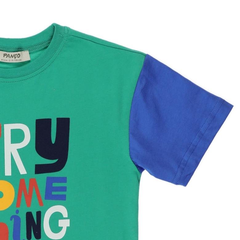 Erkek Bebek Slogan Baskılı Kısa Kollu Tişört