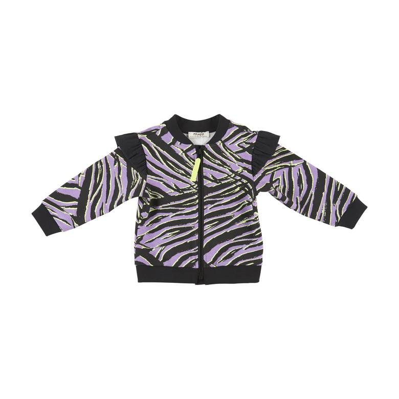 Kız Bebek Zebra Desenli Fermuarlı Sweatshirt