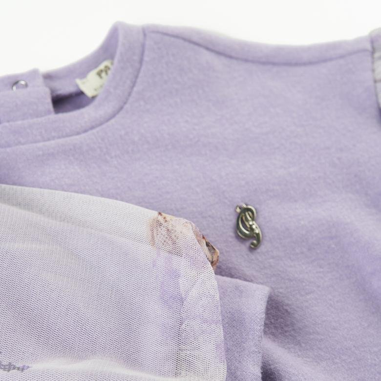 Kız Bebek Kolları Tül Detaylı Sweatshirt