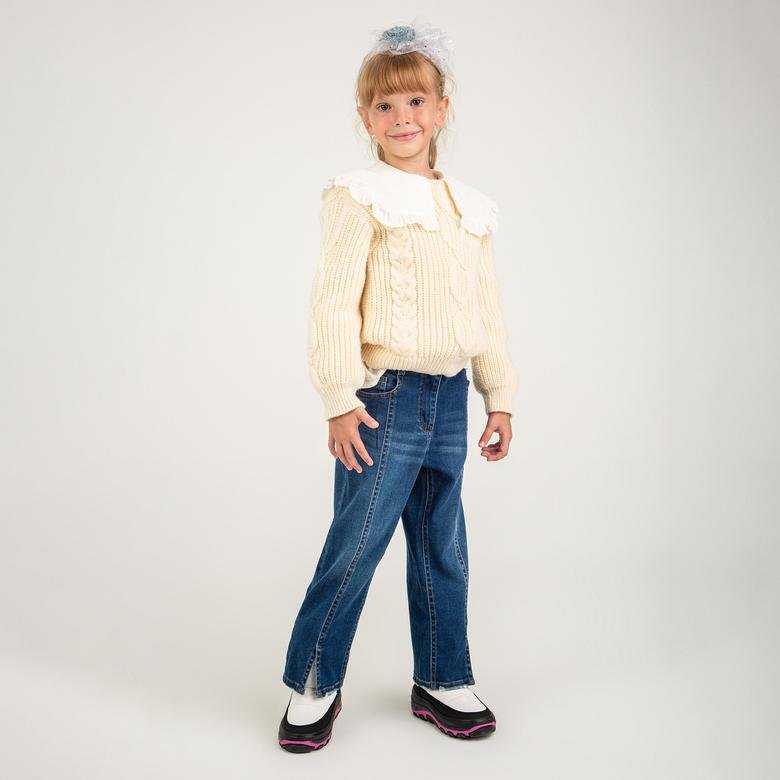 Kız Çocuk Yırtmaçlı Kot Pantolon