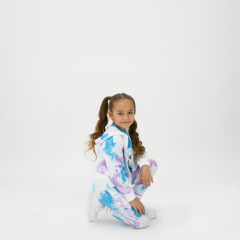 Kız Çocuk Batik Desenli Fermuarlı Sweatshirt