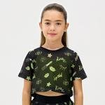 Kız Çocuk Neon Baskılı File  Tişört