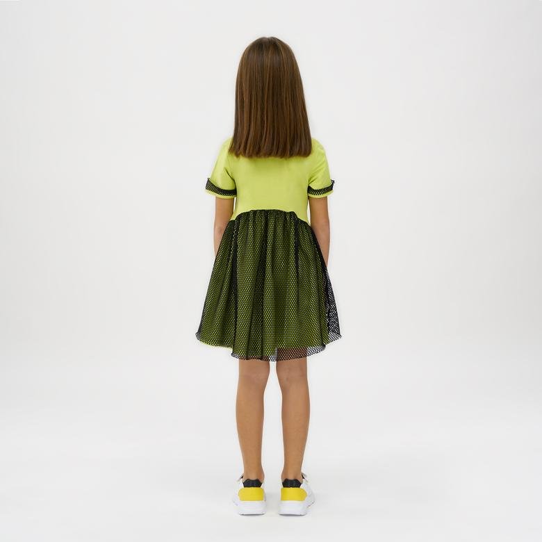 Kız Çocuk File Detaylı Elbise