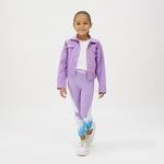 Kız Çocuk Kontrast Düğme Detaylı Denım  Ceket