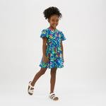 Kız Çocuk Çok Renkli Desenli Elbise