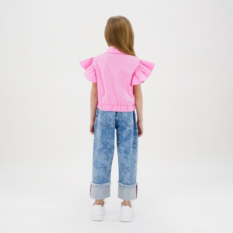 Kız Çocuk Desenli Kot Pantolon