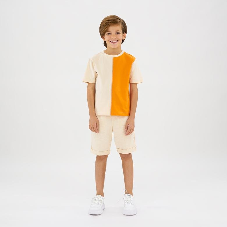 Erkek Çocuk Renkli Blok Parçalı Kısa Kollu Tişört
